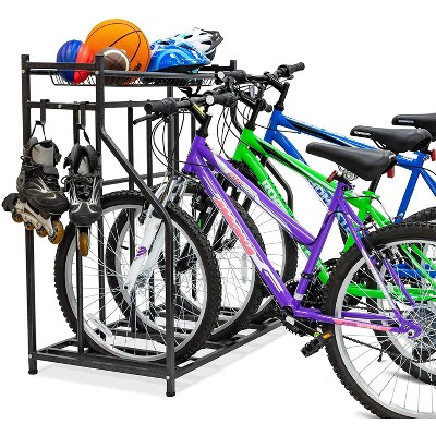 RaxGo 3 Bicycle Floor Parking Stand, Free Standing Bike Rack & Sports Storage Organizer for Garage