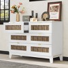 White Rustic 6 Drawer Wooden Dresser with Metal Handles and Smooth Slide Design for Bedroom Storage Cabinet Use-Cuddlewood - 2 of 4