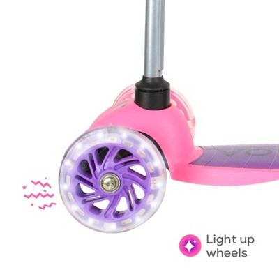 Pink and Purple 3-Wheel Kids Scooter with Light-Up Wheels