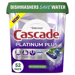Cascade Platinum Plus Action Pacs Dishwasher Detergent - Mountain - 52ct/33.8oz