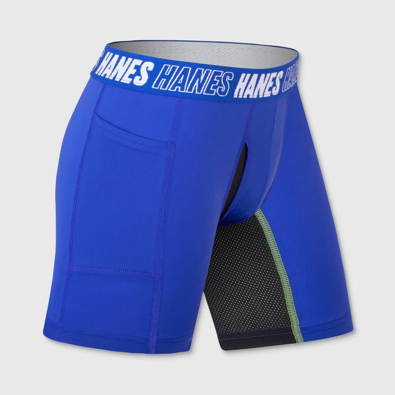 Hanes Moves Boys' 5pk Anti-Chafe Long Leg Boxer Briefs - Blue, 4 of 4