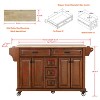 Vynxaria Kitchen Island - Rubberwood Countertop, 5-Wheel Rolling Cart with 5 Drawers, Storage Cabinet, Towel/Spice Racks for Dining & Kitchen,Brown - 2 of 4