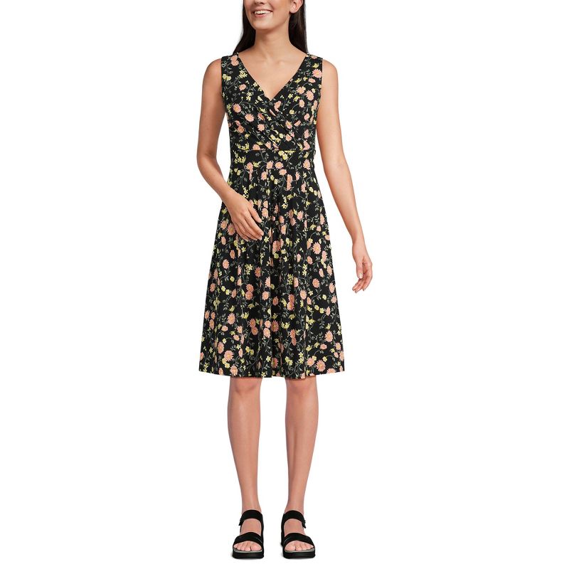 Lands' End Women's Cotton Modal Pleated Fit and Flare Dress, 2 of 3