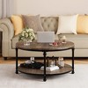 Round coffee table,coffee table with storage rack, coffee table with sturdy metal legs,retro style - 2 of 4
