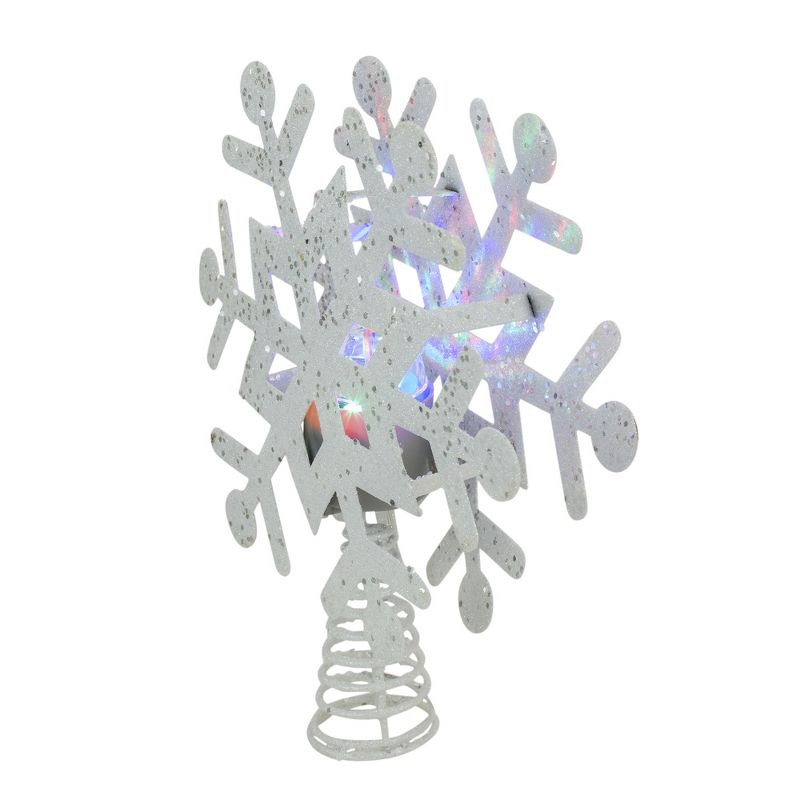 Northlight 12" Lighted White Snowflake Christmas Tree Topper - Multicolor Lights, 2 of 7