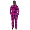 Just Love Womens One Piece Buffalo Plaid Adult Bodysuit Faux Sherling Lined Hoody Pajamas - 3 of 4