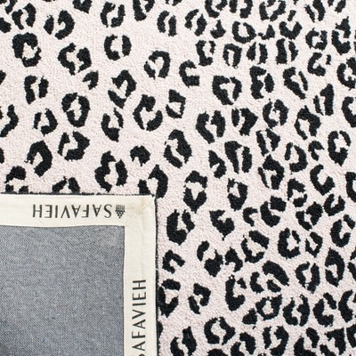 White and Black Hand-Knotted Wool Floral Runner Rug