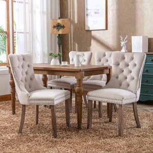 CAVINAS Velvet Dining Chairs Set of 2, Tufted Living Room Chairs with Wood Legs and Nailhead Trim, Kitchen Chairs for Dining Room - 1 of 4
