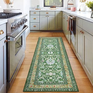 Floral Area Rugs for Living Room, Vintage Low Pile Machine Washable Area Rug, Bedroom Office Dining Room Home Decor - 1 of 4