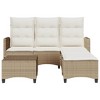 vidaXL 3 Piece Patio Sofa Set with Cushions L-shaped Couch Set Poly Rattan - Beige and Cream - 4 of 4