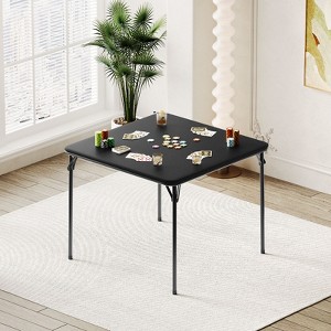 Folding Table, 33.6 Inch Folding Card Table, Portable Square Folding Table with PU Soft Cushion, Metal Foldable Table Suitable for Camping(Only Table) - 1 of 4