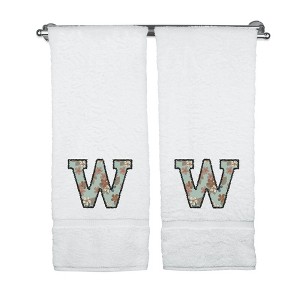 BC BARE COTTON Monogrammed Towels, Personalized Gift, Set of 2 - Embroidered Writing with Greenish Cyan - 1 of 4