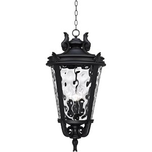 John Timberland Casa Marseille Rustic Outdoor Light Textured Black Scroll 30" Clear Hammered Glass Damp Rated for Post Exterior Barn Deck House Porch - 1 of 4