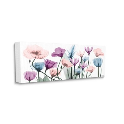 Modern Translucent Pastel Tulips Blossoms Canvas Wall Art, 48 x 20