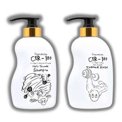 Elizavecca Cer-100 Collagen Coating Hair A+ Muscle Helltornado Shampoo (16.9 oz)  & Hair Muscle Treatment Rinse - (16.9 oz) - DUO SET KIT