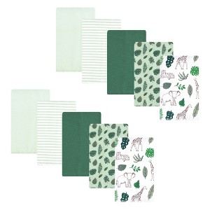 Hudson Baby Flannel Burp Cloth 10pk, Jungle, One Size - 1 of 4