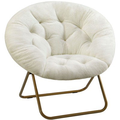 Sweetcrispy Cozy Faux Fur Saucer Chair With Folding Comfy Metal Frame ...