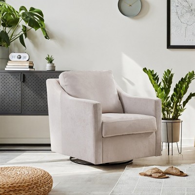 Large Swivel Barrel Chair,Swivel Accent Linen Fabric Armchair,Accent Back Chair Linen Arm Chair Armchair-Cuddlewood
