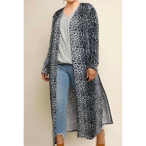 Women's Jaguar Print Open Front Long Body Cardigan - umgee - 1 of 4