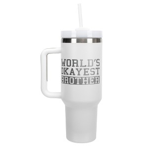 Elanze Designs World's Okayest Brother Sibling Family 40 oz. Stainless Steel, Large Water Bottle Coffee Mug, Spill & Leak Resistant, Thermal Travel - 1 of 1
