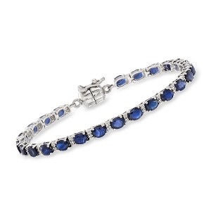 Ross-Simons 7.50 ct. t.w. Sapphire and .20 ct. t.w. White Topaz Tennis Bracelet in Sterling Silver With Magnetic Clasp - 1 of 3