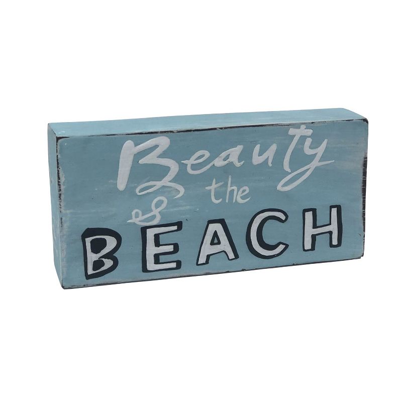 Beachcombers Beauty The Beach Block Sign Table Home Decor Coastal Nautical 6 x 1.25 x 2.75 Inches., 1 of 3