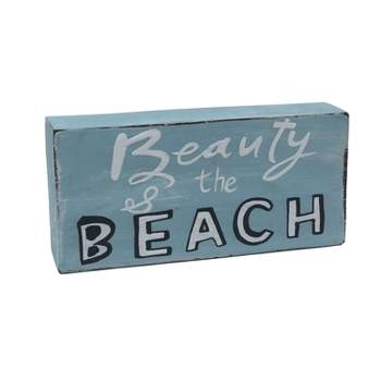 Beachcombers Beauty The Beach Block Sign Table Home Decor Coastal Nautical 6 x 1.25 x 2.75 Inches.