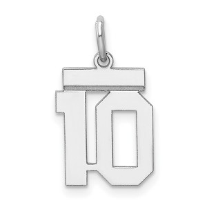 Black Bow Jewelry Sterling Silver, Athletic Collection, Small Polished Number 10 Pendant - 1 of 4