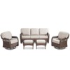 Buenhomino 6PCS Outdoor Furniture Set with 5" Thick Cushion, Outdoor Sofa Couch Set with Swivel Chairs and Ottoman, Brown Wicker Patio Furniture Set - 2 of 4