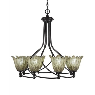 Toltec Lighting Capri 8 - Light Chandelier in  Dark Granite with 7" Vanilla Leaf Shade