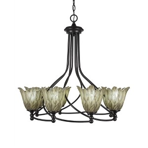 Toltec Lighting Capri 8 - Light Chandelier in  Dark Granite with 7" Vanilla Leaf Shade - 1 of 1