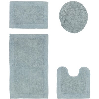 Edge Bath Rug 100% Premium Cotton Ultra-Soft Water Absorbent Tufted Solid Reversible 4 Piece Bathroom Rug Set for Machine Washable Bathmat