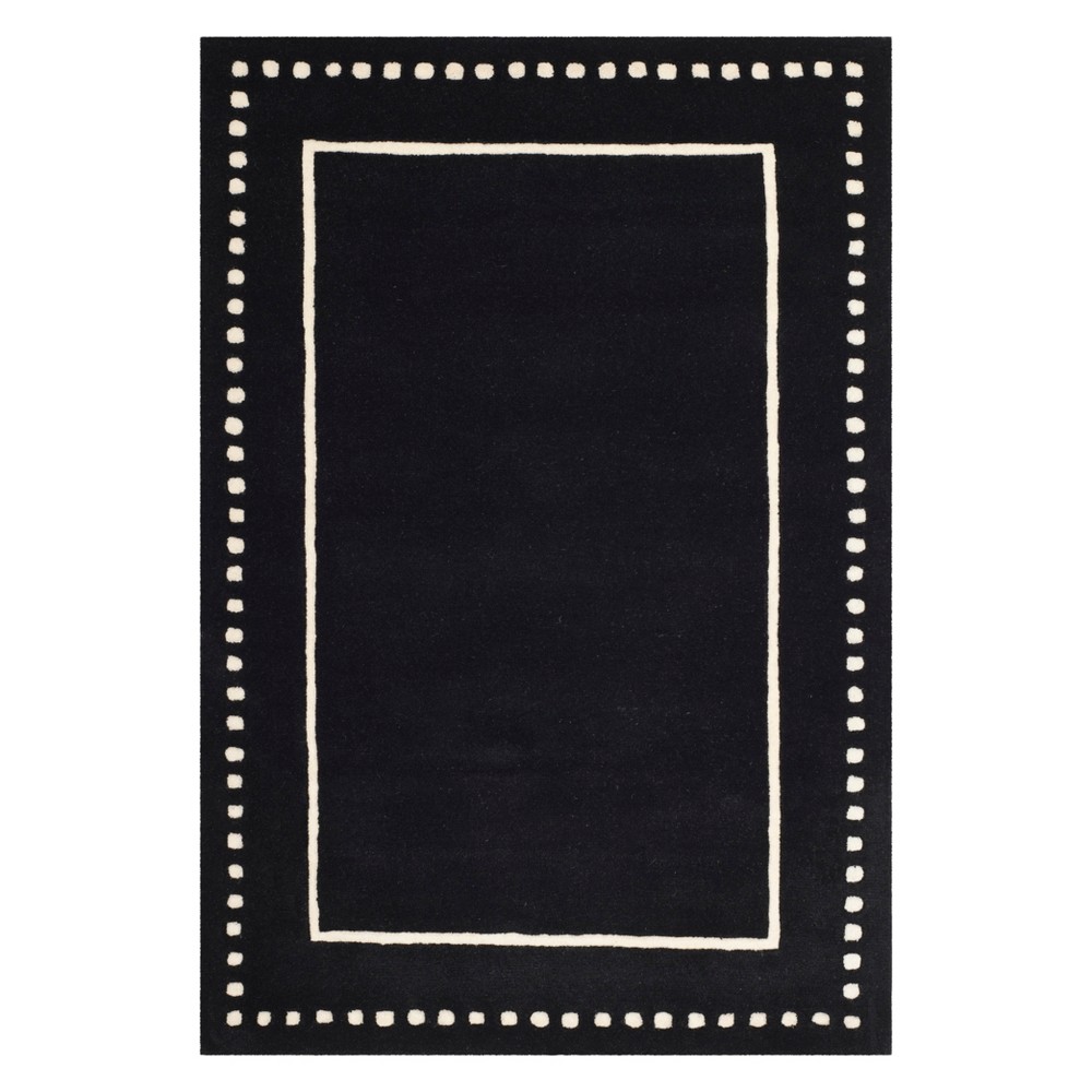 4'x6' Solid Area Rug Black/Ivory - Safavieh