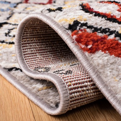 Light Grey Multi Geometric Synthetic Area Rug 5'1" x 7'6"