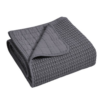 Mills Waffle Charcoal Quilted Throw - Levtex Home : Target