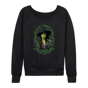 Women's - Wicked - Art Noveau Elphaba Lightweight French Terry Wide Neck Long Sleeve Graphic Shirt - 1 of 4