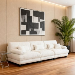 Homy Casa Oversized Pillow Back Sofa with Plush Cushions and Deep Seats for Living Room or Family Space, White - 1 of 4