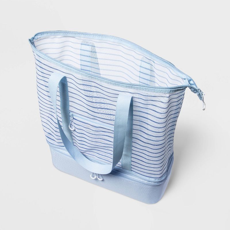 Cooler Tote Blue Striped Printed Mesh - Sun Squad&#8482;, 3 of 5