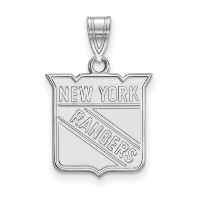 Black Bow Jewelry 14k White Gold New York Rangers NHL Medium Pendant