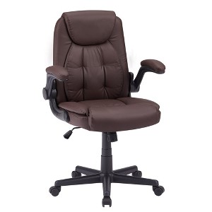VECELO Classic Executive Office Chair with 400lb Gas Lift, Lumbar Support, Adjustable Height & Tilting Angle for Home Office, Coffee Brown/Black - 1 of 4