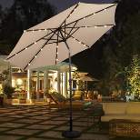 Costway 10ft Patio Solar Umbrella LED Patio Market Steel Tilt w/ Crank Outdoor Beige