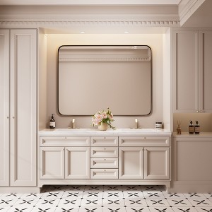 Rectangular Framed Tempered Glass Wall-Mounted Bathroom Vanity Mirror - 1 of 4