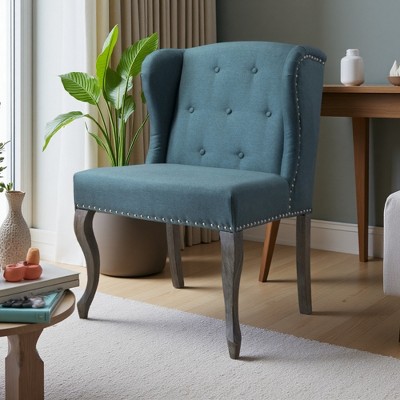 Polyester Blend Wingback Chair with Button Tufting and Nailhead Detail ...