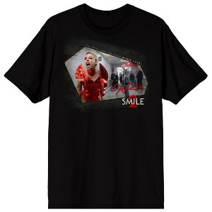 Smile Movie Screenshot Signature Red Title Text on Black Ground Adult Crew Neck Short Sleeve T-shirt - 1 of 4