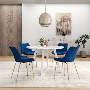 NicBex 3-Piece Round Dining Set, Trestle Dining Table with 2 Velvet Side Chairs for Living Room, White Dining Table with Dining Chairs - 1 of 4