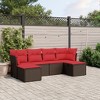 vidaXL 6 Piece Patio Sofa Set with Cushions Brown Poly Rattan - Brown without storage - 2 of 4