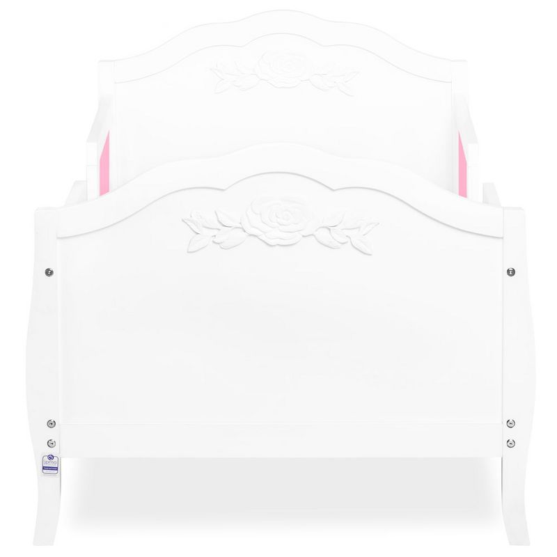 Barbie by Evolur Rose 3-in-1 Toddler Bed, White and Pink, Converts to 2 Kid-Size Sofas, Comes with Safety Side Rails, JPMA & Greenguard Gold Certified, 4 of 9