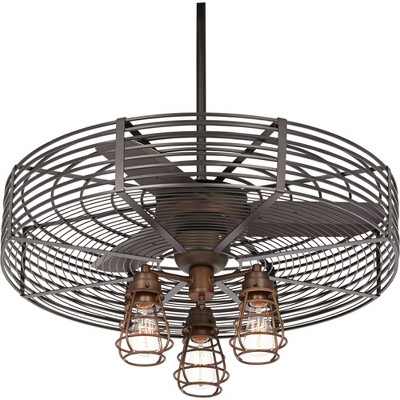 32" Casa Vieja Industrial Vintage Indoor Ceiling Fan with Light LED Dimmable Remote Oil Rubbed Bronze Cage Living Room Kitchen Bedroom