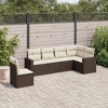 vidaXL 6 Piece Patio Sofa Set with Cushions Brown and Cream Poly Rattan - Without Table - 2 of 4