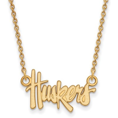 Black Bow Jewelry 10k Yellow Gold Nebraska Cornhuskers NCAA Necklace 18 Inch